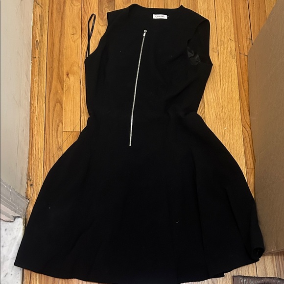Calvin Klein Dresses & Skirts - Calvin Klein Black Knee length dress with Silver Zipper. Logo on zipper. Size XL